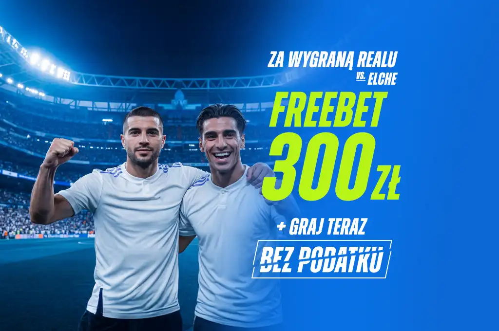 Promocja bukmacherska ETOTO Real Madryt Elche freebet 300 zł kod TYPYMF.